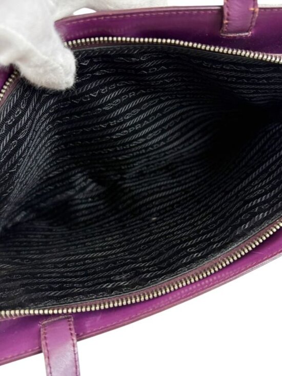 Prada Shoulder Bag Tote Purple Vitello Leather - Picture 10 of 13